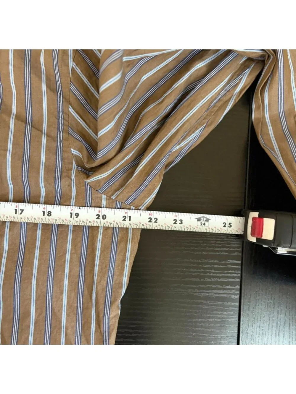brown blue pinstripe alt emo grunge button down shirt
